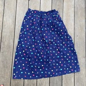Vintage Sweater Loft Navy Blue Nautical Flag Skirt